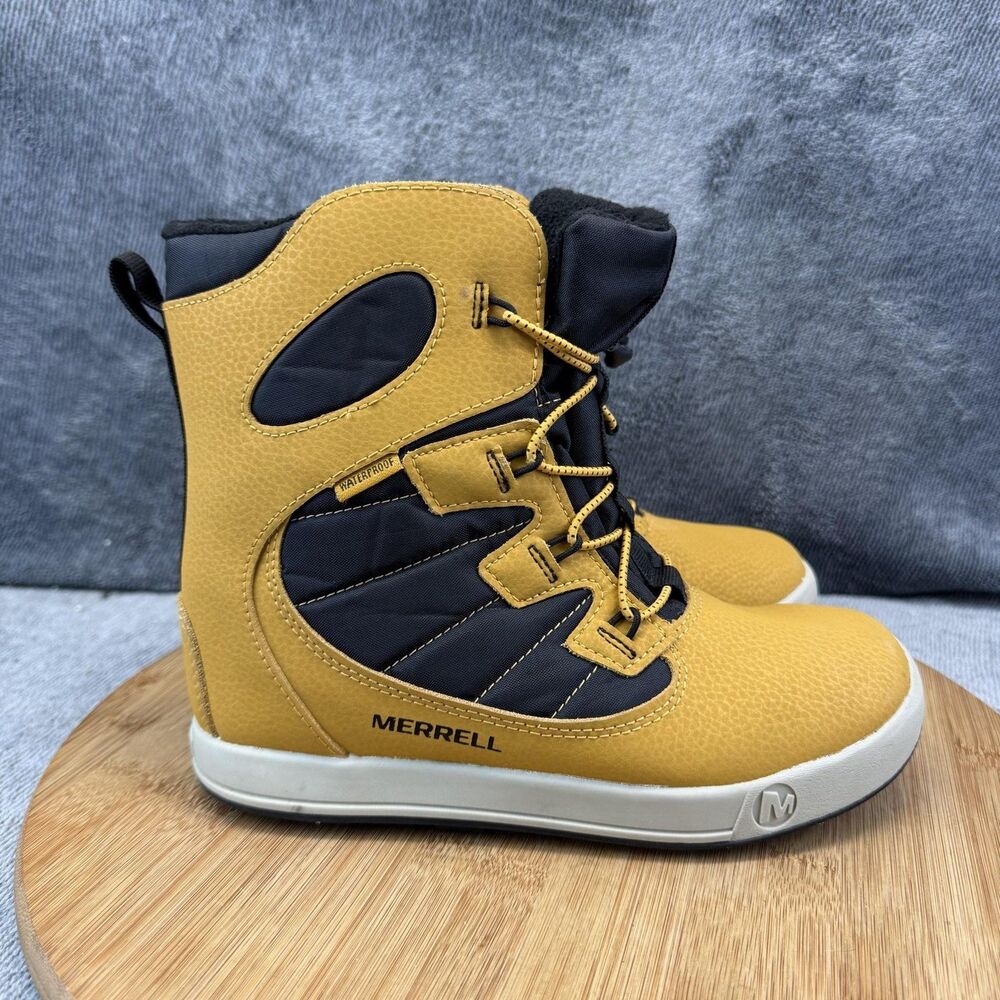 Merrell MK267146 Boots Boys Size 3 Yellow Black Waterproof Snow Winter Insulated